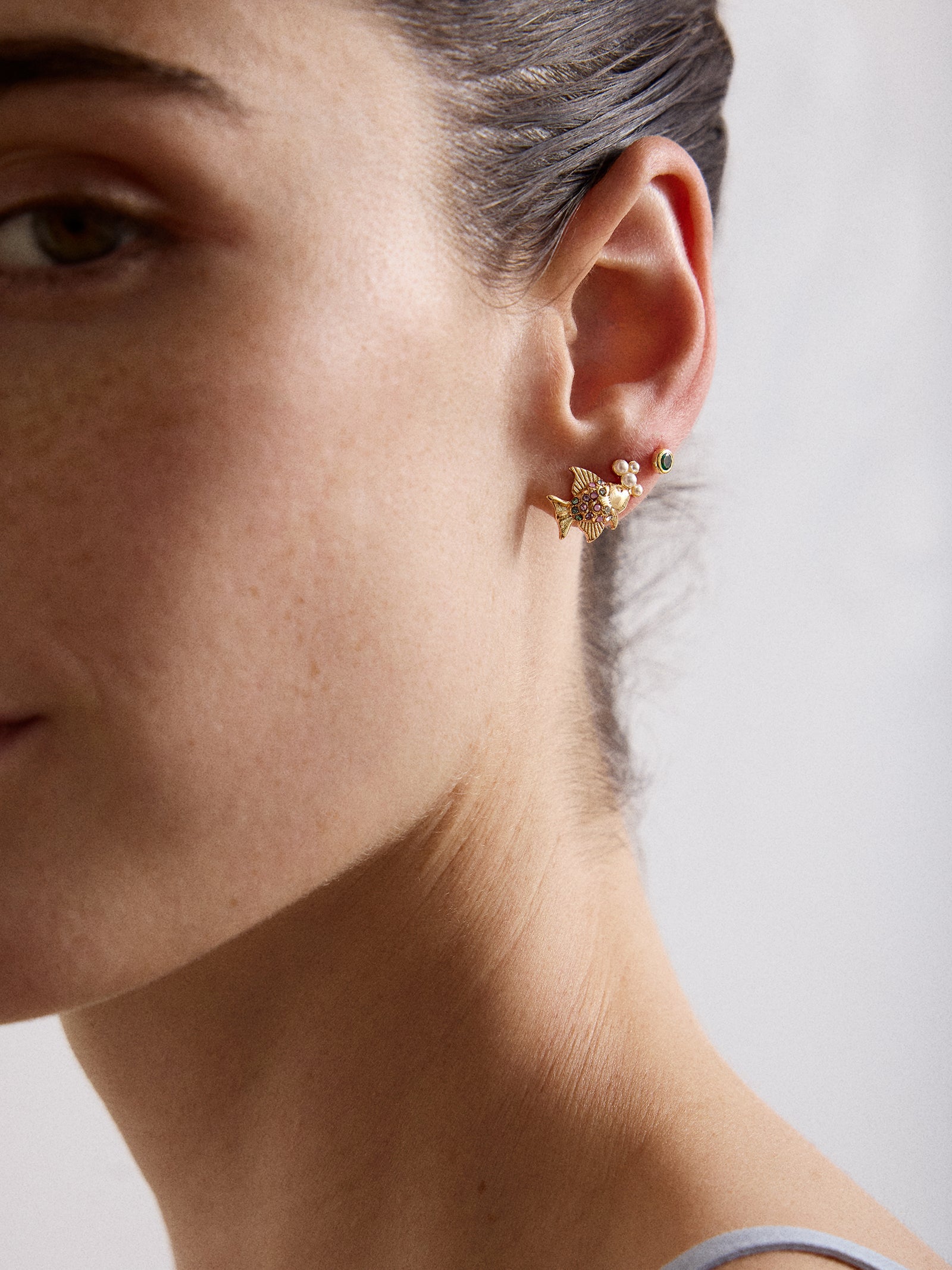 High Tide Fish Earrings - Gold/Multi