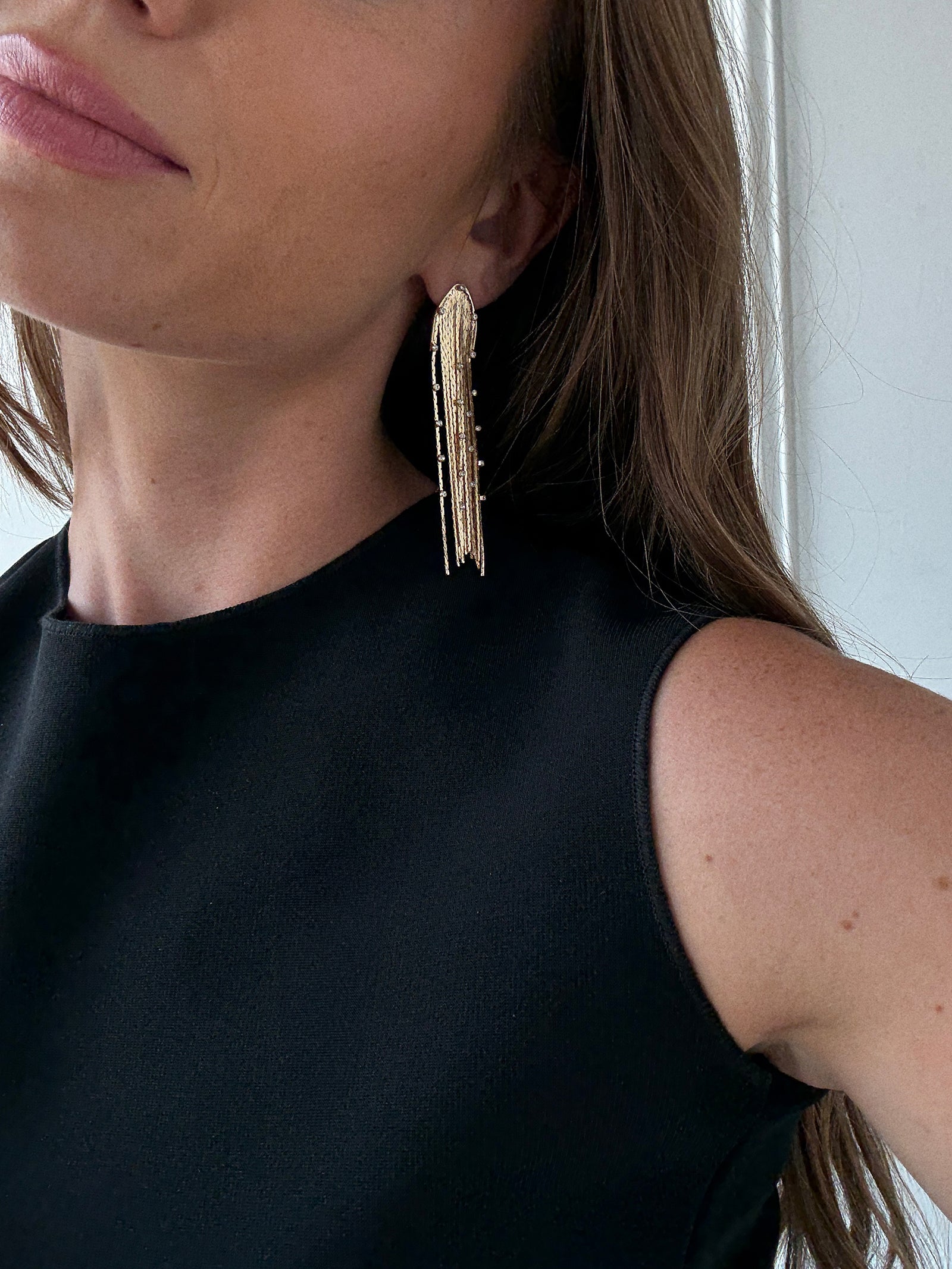Elektra Fringe Earrings - Gold