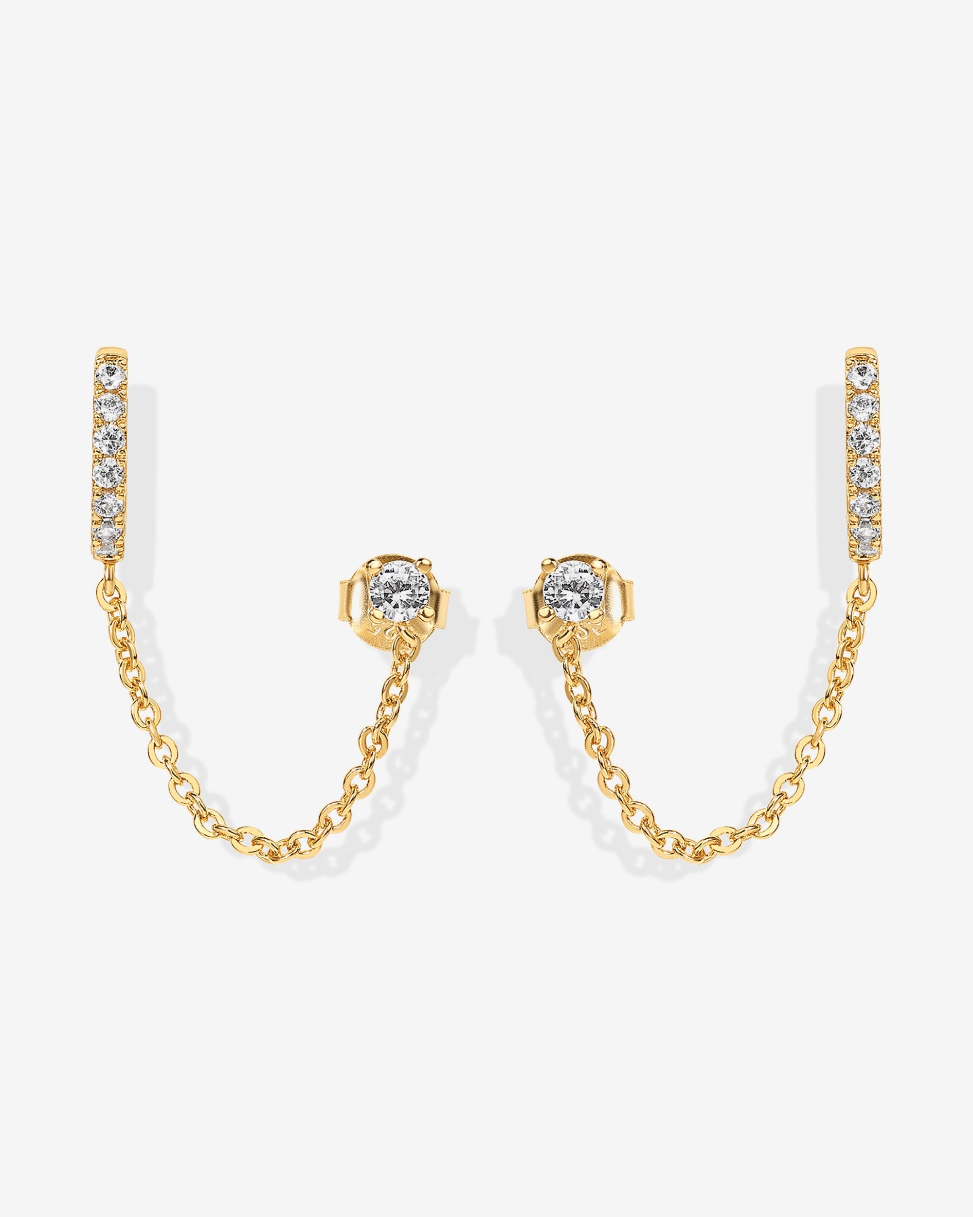 Chained Huggie Hoop with CZ Stud
