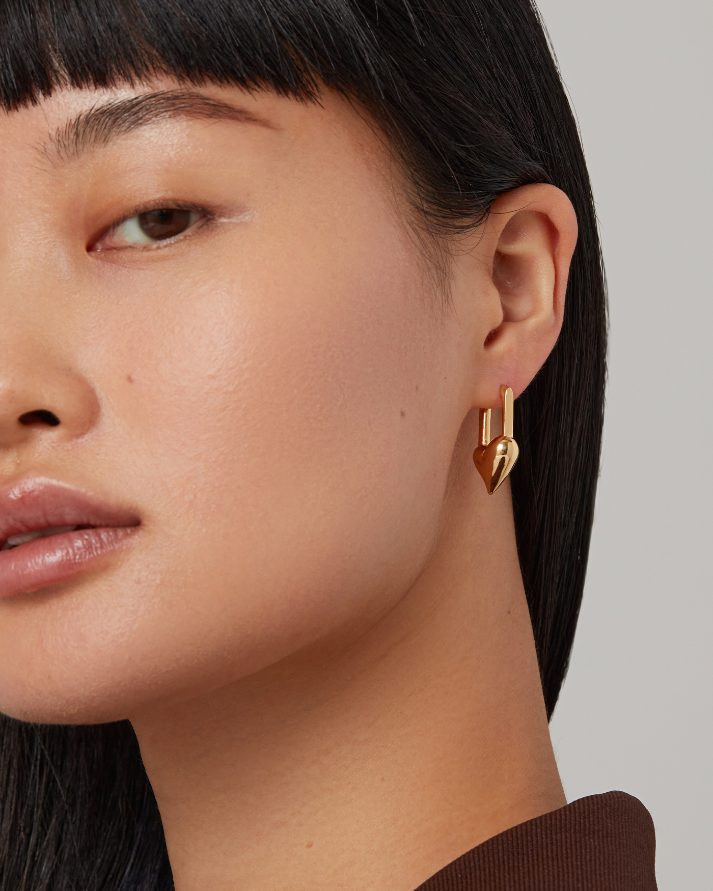 Padlock Heart Huggie Earrings