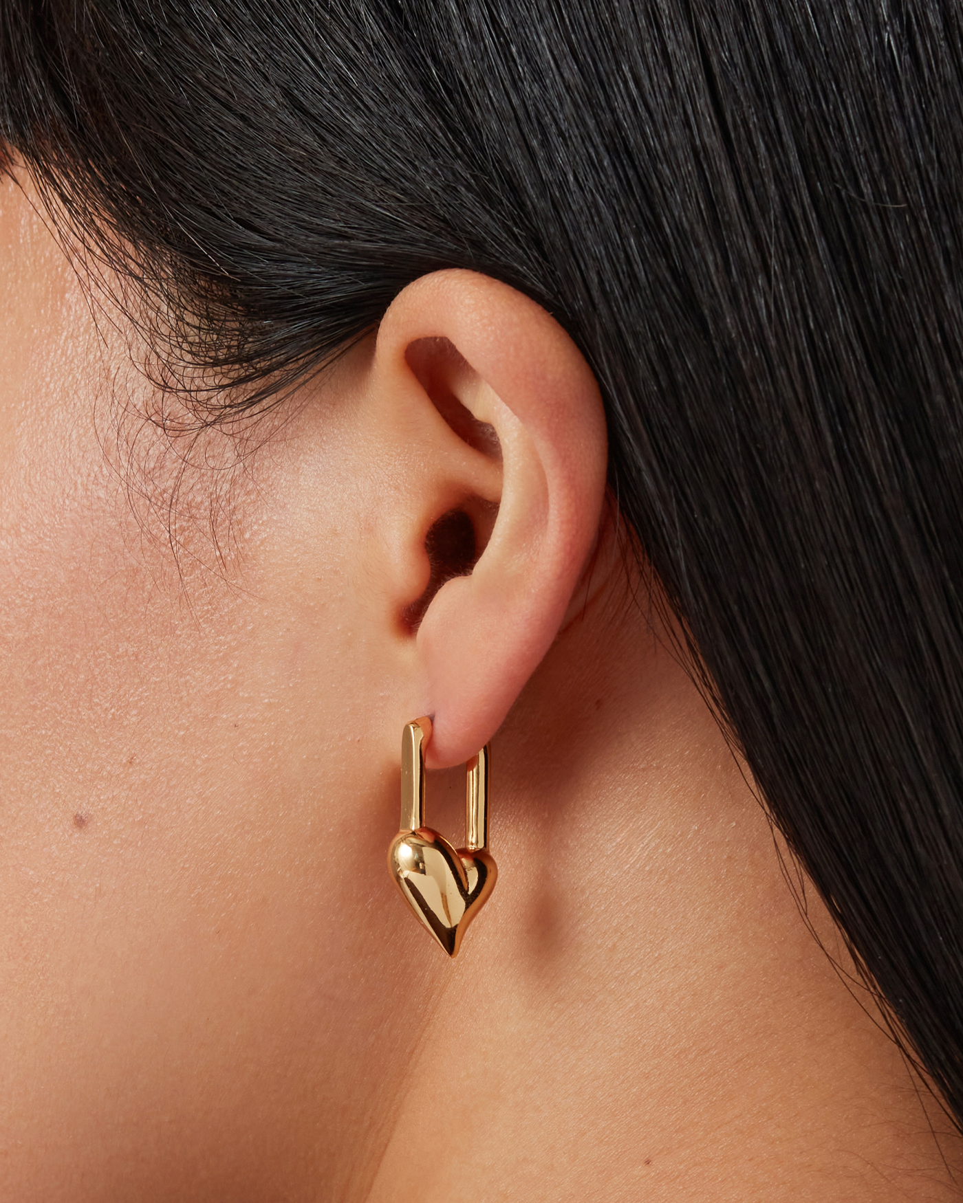 Padlock Heart Huggie Earrings