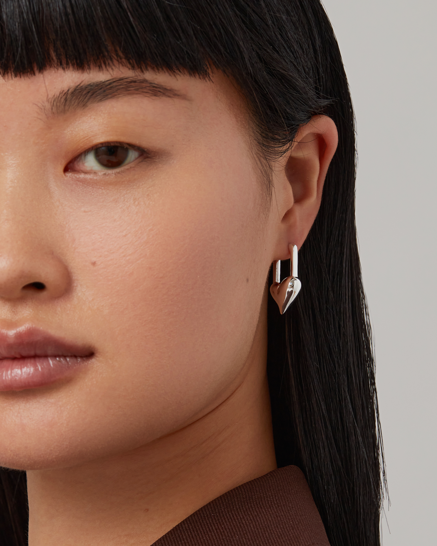 Padlock Heart Huggie Earrings