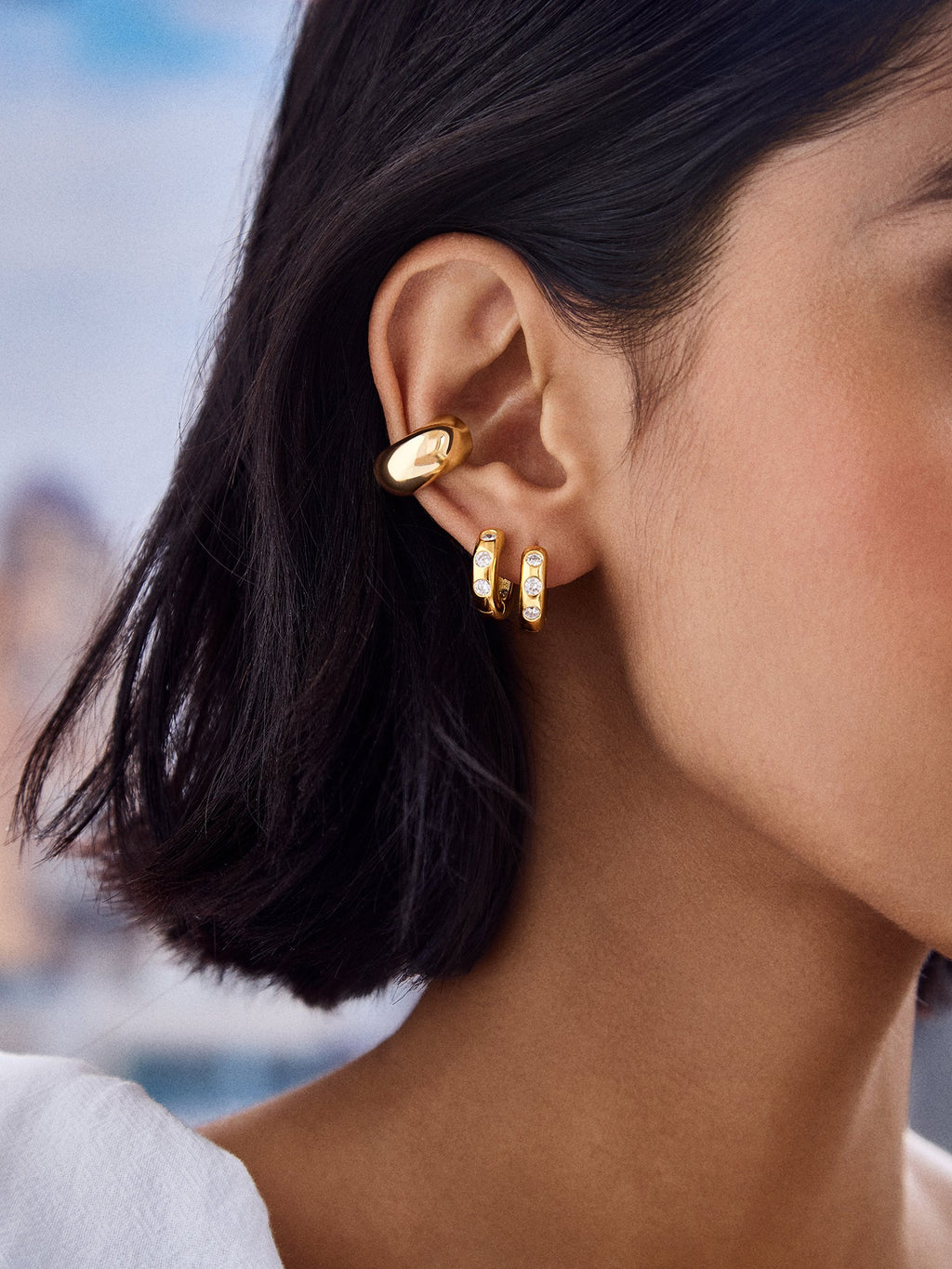 Sydney 18K Gold Birthstone Earrings - Crystal