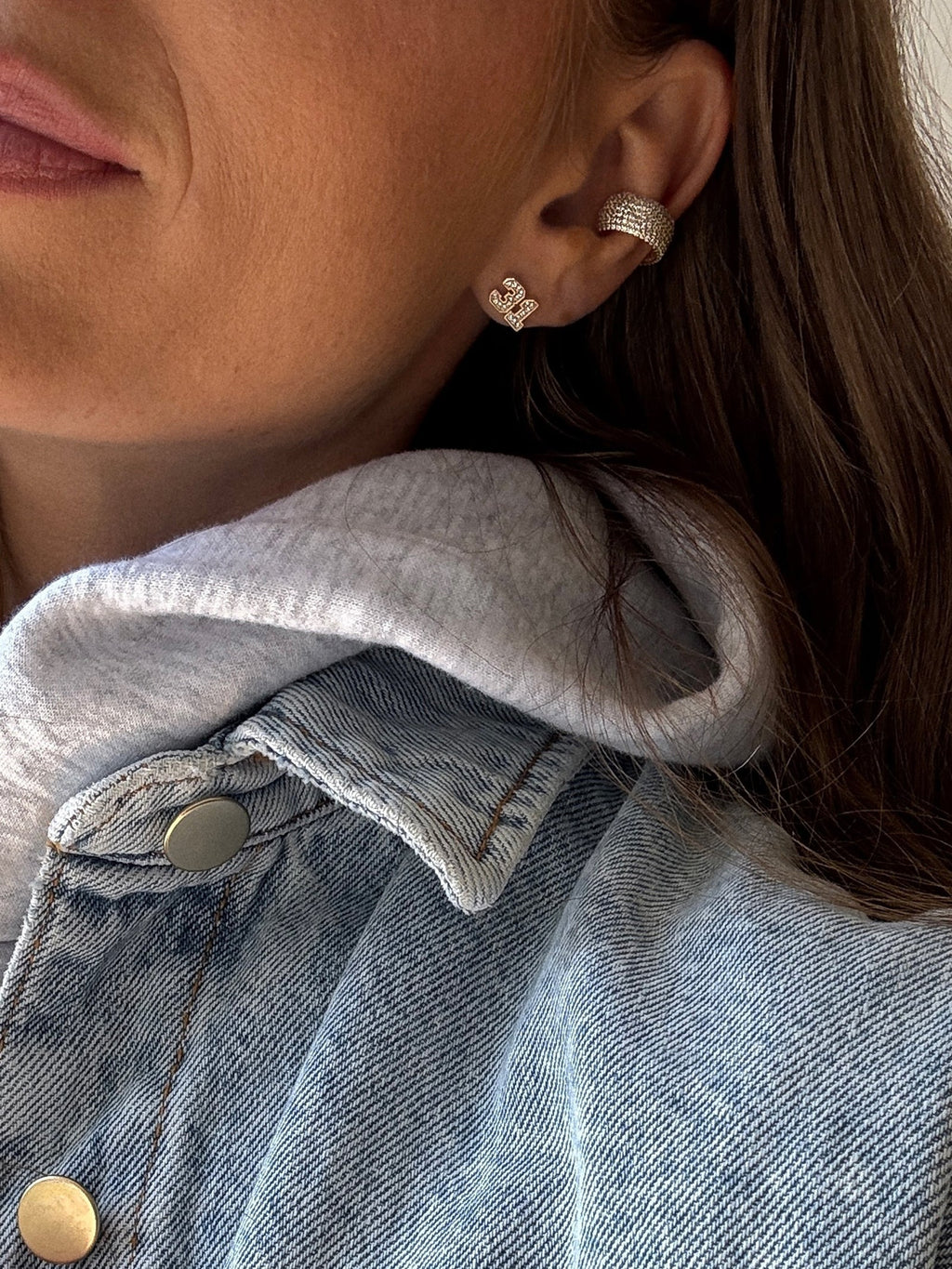 Varsity Number Custom Stud Earrings - Gold Double Digit