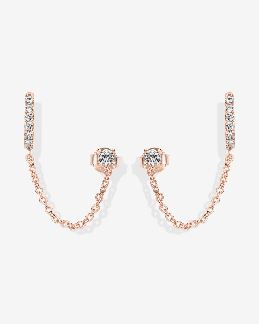 Chained Huggie Hoop with CZ Stud