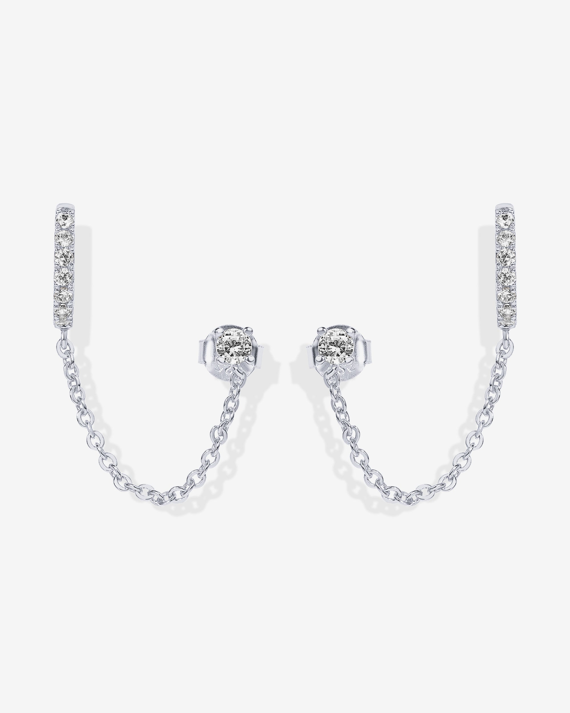 Chained Huggie Hoop with CZ Stud